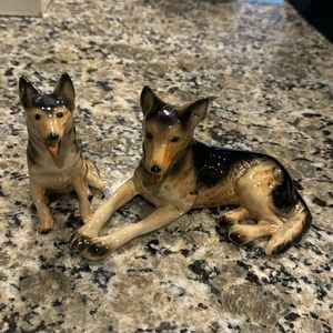 Western Germany Porcelain German Shepherd Figures. Vintage, Antique.